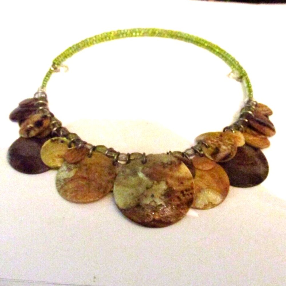 Iridescent Brown MOP Shell Choker Necklace